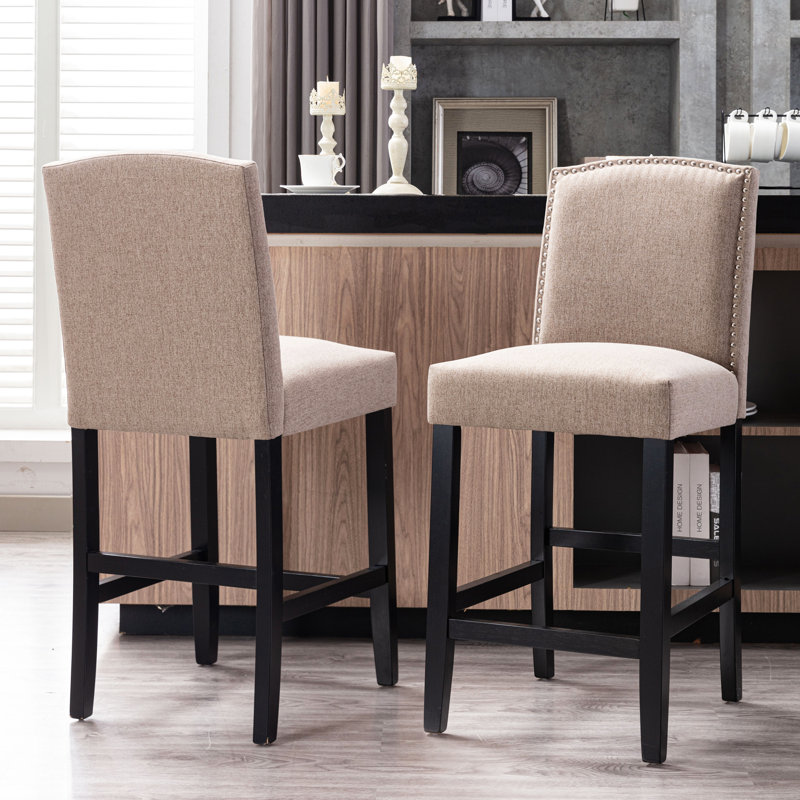 Red Barrel Studio® Solid Wood Upholstered Counter Stool & Reviews Wayfair